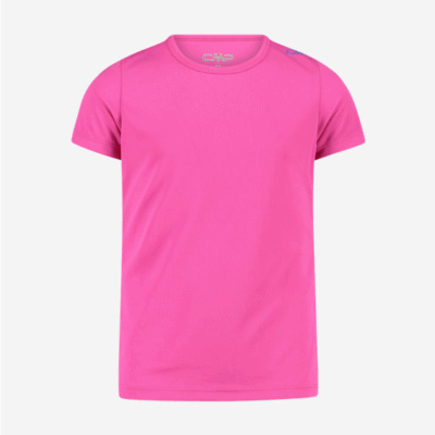 Das T-Shirt CMP Fuxia junior in leuchtendem Pink, erhältlich in den Größen 116 bis 164, besteht aus leichtem, atmungsaktivem Material, ideal für aktive Kinder.