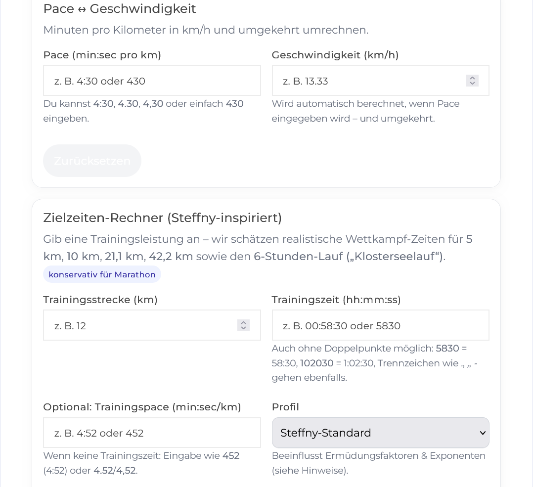 Pacerechner – Laufen