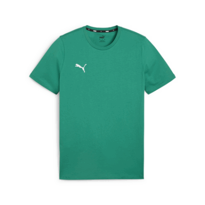 Das T-Shirt Puma Goal casual in grün für Junioren in den Größen 116 bis 164, besteht aus hochwertigem Material und ist mit dem Puma-Logo in weiß auf der Brust versehen.