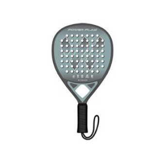Der Padel Schläger Power Play - WB in grau mit perforiertem Schlägerkopf und rutschfester Grifffläche bietet eine optimale Kontrolle und Power für das Spiel.