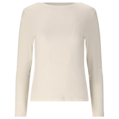 Das Athleticia Tinashe W Rib L/S Tee in der Farbe Rosé, besteht aus einem dehnbaren Material und hat einen schlichten, langen Schnitt mit Rundhalsausschnitt.