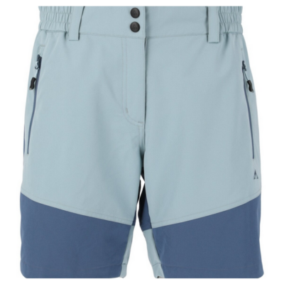 Die Whistler Lala Outdoor Shorts für Damen in hellblau und blau, aus strapazierfähigem, atmungsaktivem Material, mit elastischem Bund und praktischen Seitentaschen.
