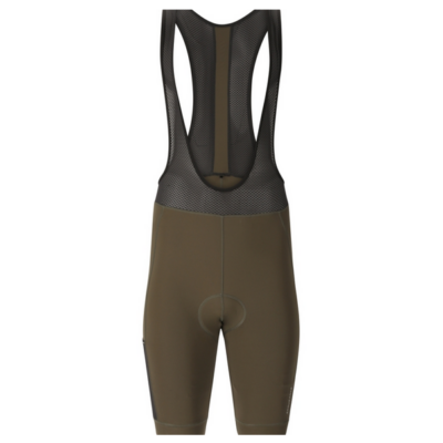 Die Rennrad Radhose Trägerhose kurz Brillant S - XXL in olivgrün, bietet ein atmungsaktives Mesh-Design im oberen Bereich und besteht aus elastischem Material für optimalen Komfort und Bewegungsfreiheit.