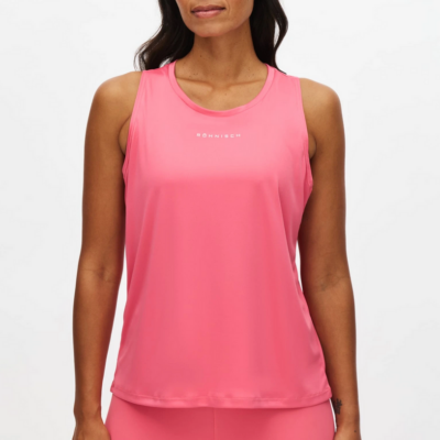 Das Röhnisch Team Logo Tank in leuchtendem Pink, aus leichtem Material, bietet einen sportlichen Schnitt mit Rundhalsausschnitt und ist ideal für aktive Freizeitgestaltung.