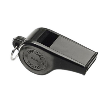 Schwarze Professionelle Pfeife mit Kordel (Kopie), aus strapazierfähigem Kunststoff gefertigt, mit einem Schlüsselring zur Befestigung. Die Pfeife hat ein einfaches, praktisches Design und ist ideal für den Einsatz im Sport.