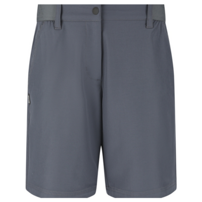 Die Outdoorhose Barri kurz in Blau, hergestellt aus einer strapazierfähigen, leichten Materialmischung, bietet einen bequemen Sitz mit elastischem Bund und einer praktischen Seitentasche für kleinen Stauraum.