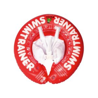 Schwimmtrainer - Swimtrainer in roter Farbe, hergestellt aus robustem PVC, konzipiert für das Schwimmen lernen mit einem stabilen Auftriebssystem und bequemen Haltegurten für Kinder. Ideal für den Einsatz im Wasser.