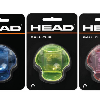 Head Saiten - Lynx Set in anthrazit, 12m lang und 1,2mm dick, präsentiert in drei Verpackungen mit unterschiedlichen Ball Clips in Blau, Grün und Pink. Die Clips sind zur einfachen Aufbewahrung von Tennisbällen konzipiert.