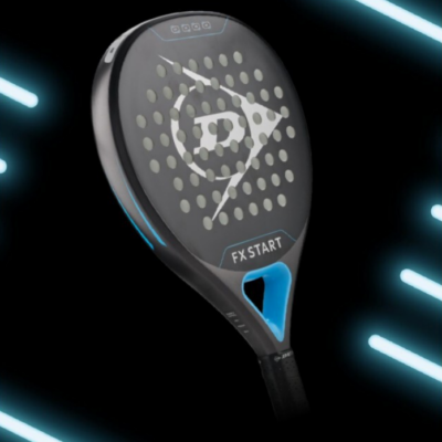 Padel Schläger Vibe von HEAD in schwarzem und blauem Design, mit perforierter Schlagfläche und ergonomischem Griff, geeignet für den Padel-Sport.