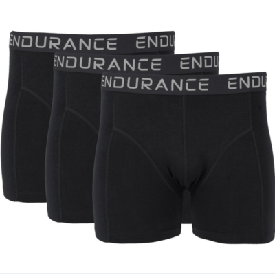Endurance Boxershort 3er-Set Gr. S bis 2XL in schwarz, mit drei enganliegenden Boxershorts und sichtbarem Endurance-Bund.