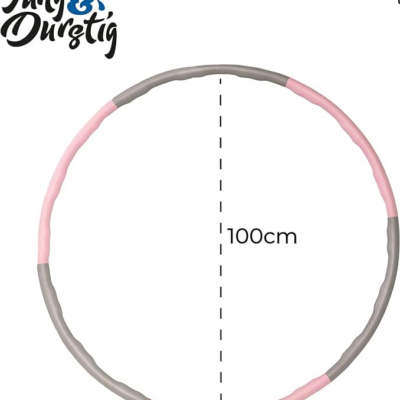 Jung & Durstig Hula Hoop Reifen in pink and gray, measuring 100 cm in diameter, featuring a smooth surface ideal for gymnastics and fitness activities.