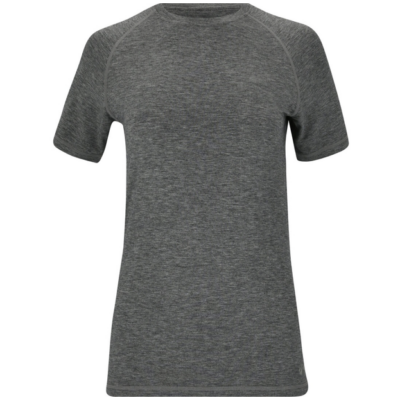 Athene Whistler W T-Shirt aus Merinowolle in Grau, ein kurzärmeliges T-Shirt mit melierter Oberfläche und Rundhalsausschnitt.