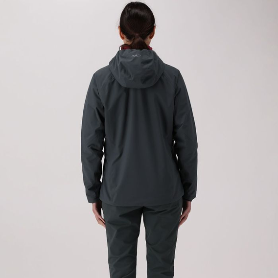 CMP Damenjacke mit fester Kapuze in dark gray, shown from the back on a model wearing matching pants against a plain studio background.