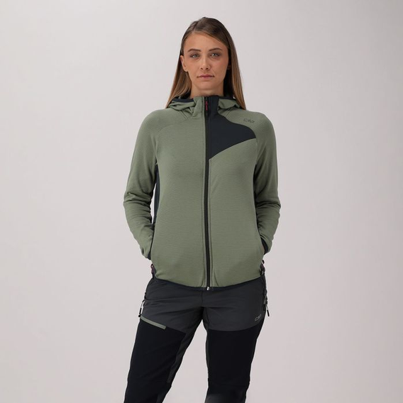 CMP Damen-Fleecejacke mit fester Kapuze Gr.36-44 grün